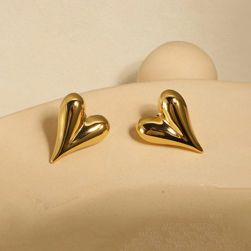 GOLD PLATED ANTI TARNISH HEART THEMED EARRINGS