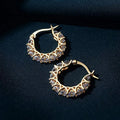 GOLD PLATED AMERICAN DIAMOND STUDDED CONTEMPORARY BEAUTIFUL HOOP EARRINGS