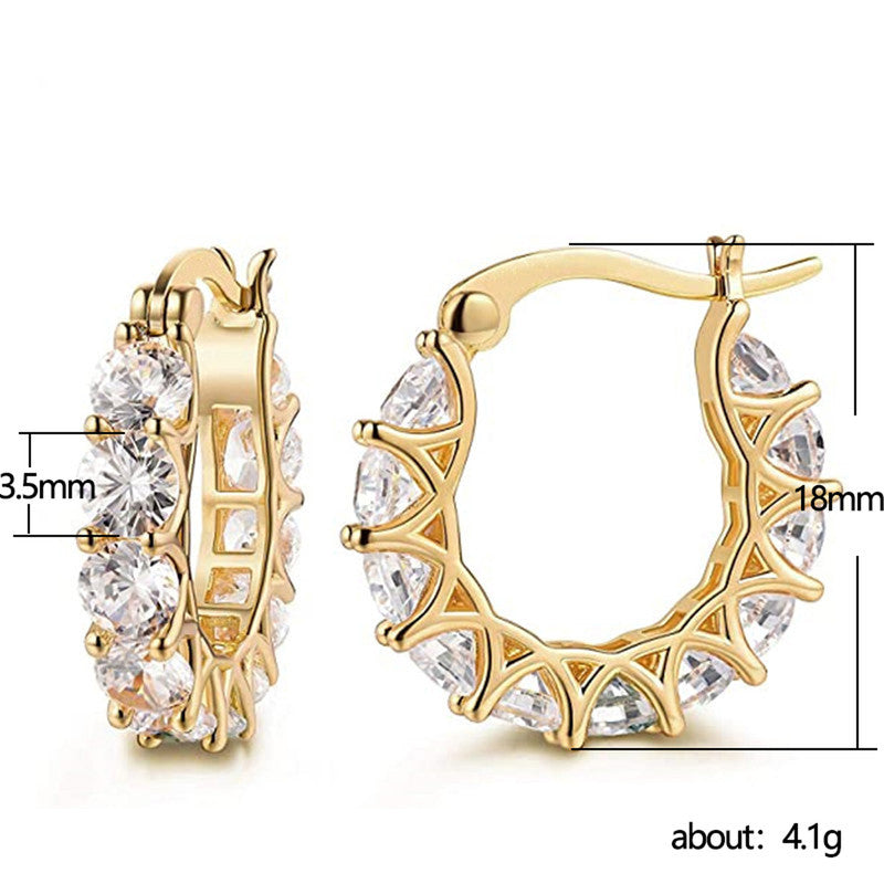 GOLD PLATED AMERICAN DIAMOND STUDDED CONTEMPORARY BEAUTIFUL HOOP EARRINGS