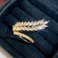 GOLD PLATED CZ STONE-STUDDED LEAF INSPIRED ADJUSTABLE FINGER RING