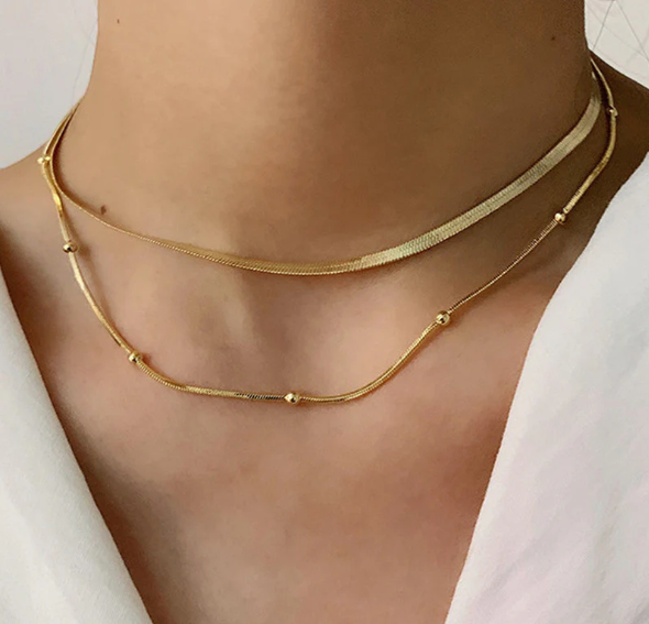 GOLD-PLATED ANTI TARNISH CHAIN LAYERED NECKLACE