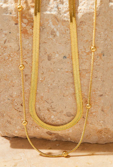 GOLD-PLATED ANTI TARNISH CHAIN LAYERED NECKLACE