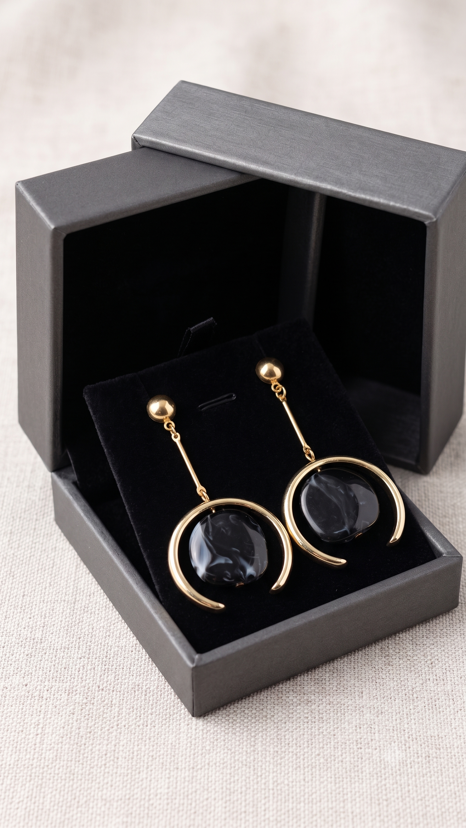 Gold-Tone Geometric Drop Earrings with Green Resin Stone | Stylish Lightweight Earrings for Women