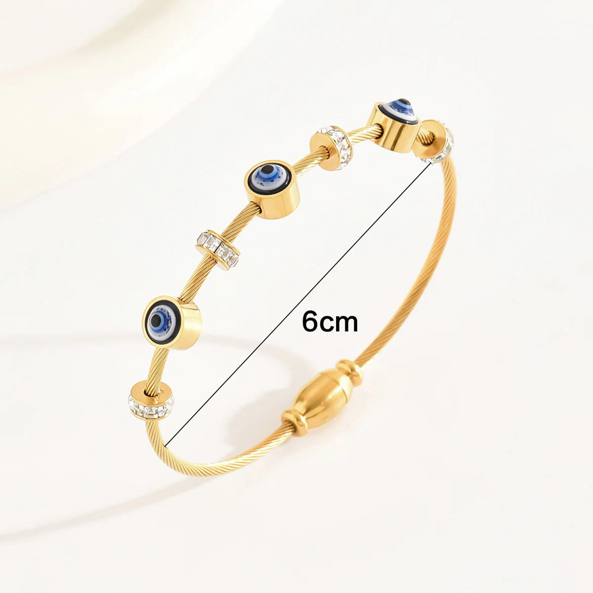 STAINLESS STEEL GOLD PLATED EVIL EYE ANTI TARNISH BRACELET FOR WOMEN