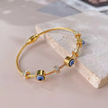 STAINLESS STEEL GOLD PLATED EVIL EYE ANTI TARNISH BRACELET FOR WOMEN